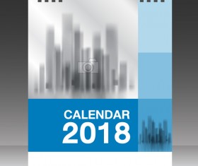 Blue vertical desk calendar 2018 cover template vector