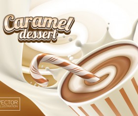 Caramel dessert poster vector template