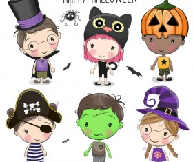 Cartoon kids with halloween vector
