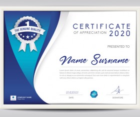 Blue Certificate Template Design Vectors 06 Free Download