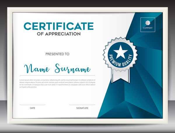 Certificate template with polygon background vector 01