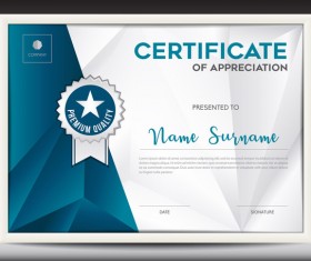 Certificate template with polygon background vector 02