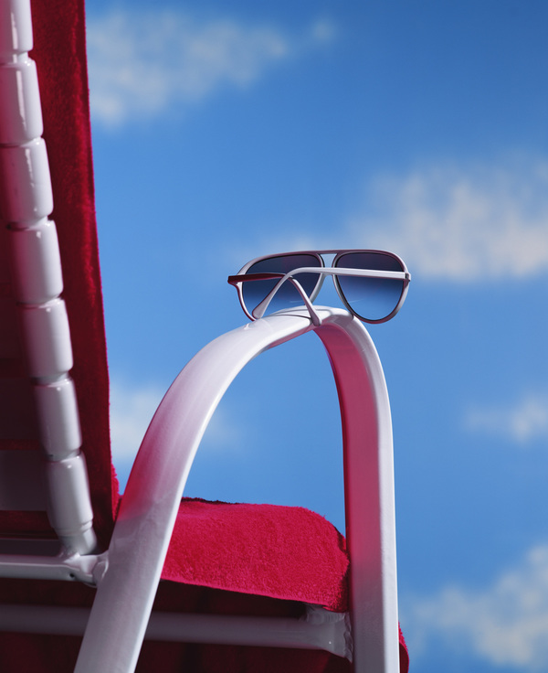Chair handle on the sunglasses Stock Photo