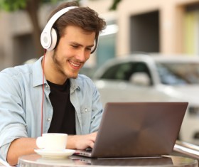 Chat online man Stock Photo