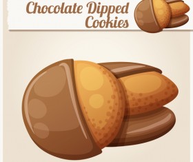 Chocolate dipped cookies vector