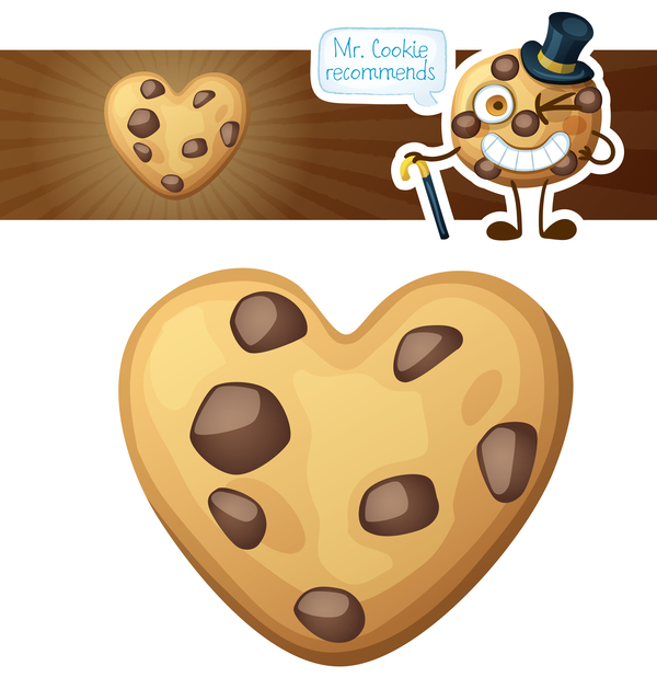Chocolate heart cookies vector