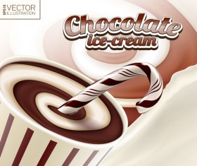 Chocolate ice cream poster template vector