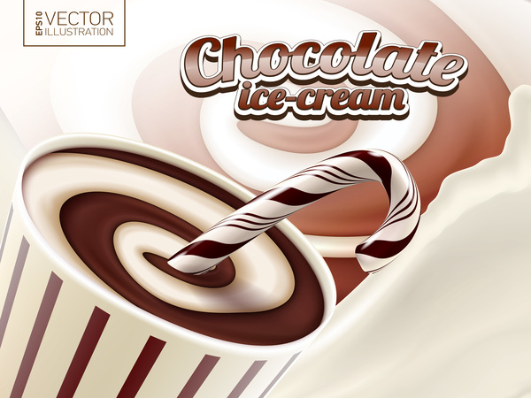 Chocolate ice cream poster template vector