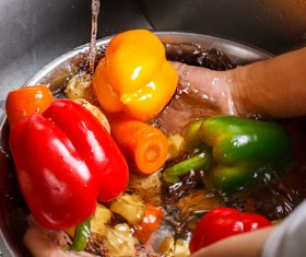 Cleaning vegetables Stock Photo