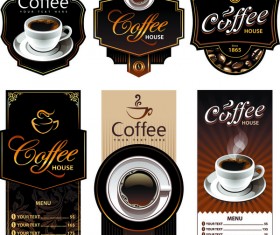 Coffee labels with menu banner vector material