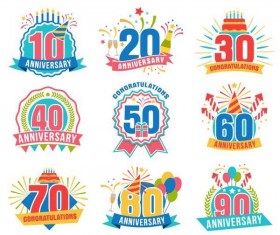 Colored anniversary labels vectors
