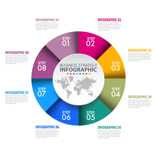 Colored circle infographic template vector