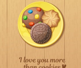 Cookies with wooden table background vector