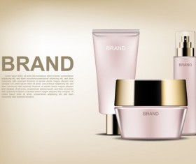 Cosmetic ads poster template pink styles vector material