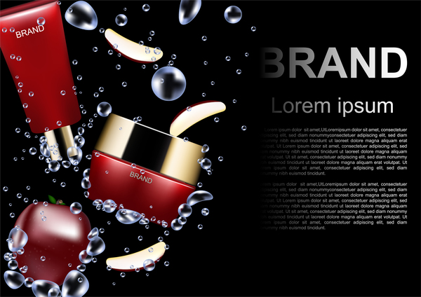 Cosmetic ads template with red cosmetic vector