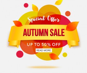 Creative autumn sale labels design vectors 02
