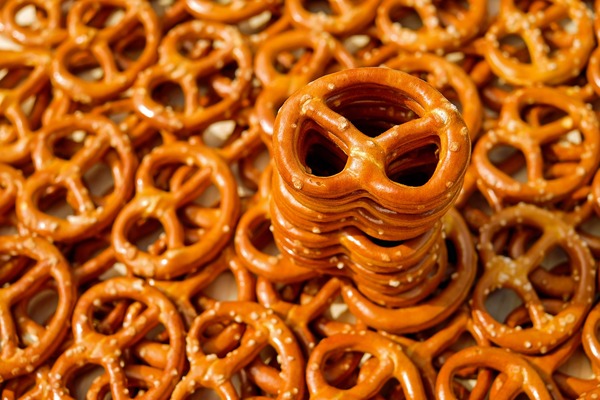 Crispy baked pretzels Stock Photo