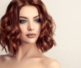 Curly hair beautiful young woman Stock Photo 02