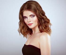 Curly hair beautiful young woman Stock Photo 04