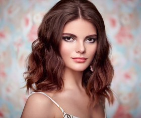 Curly hair beautiful young woman Stock Photo 06