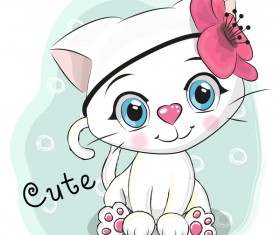 Cute cartoon cat card vector 03