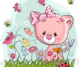 Cute couple cats cartoon vector 04