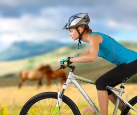 Cycling exercise woman Stock Photo 01