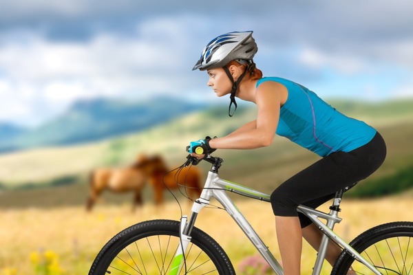 Cycling exercise woman Stock Photo 01