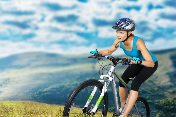 Cycling exercise woman Stock Photo 07