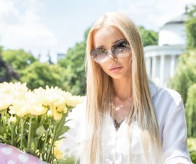 Cycling picnic girl Stock Photo 06