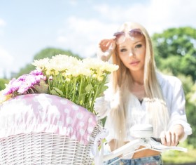 Cycling picnic girl Stock Photo 14