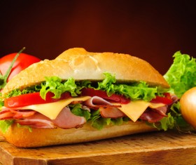 Delicious Vegetable Meat Sandwich Stock Photo