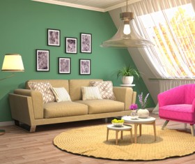 Different styles of stylish indoor living room Stock Photo 02