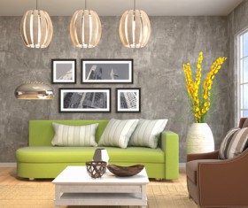 Different styles of stylish indoor living room Stock Photo 06