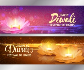 Diwali festival banners vector material