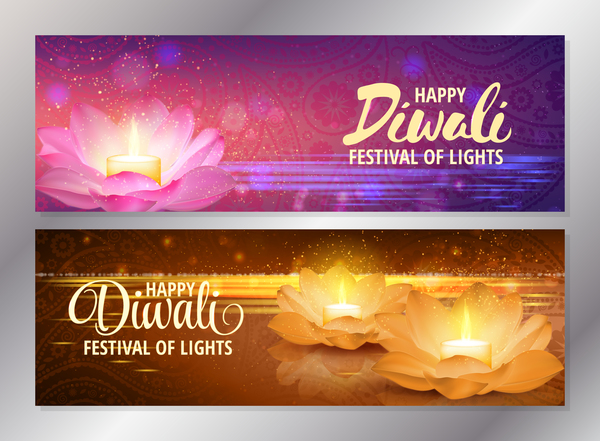 Diwali festival banners vector material
