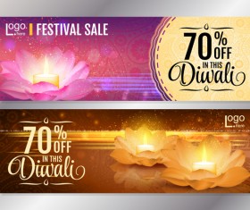 Diwali festival discount banners vector 02