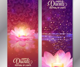 Diwali festival vertical banners vector