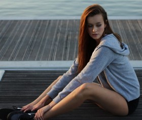 Doing fitness sport women Stock Photo