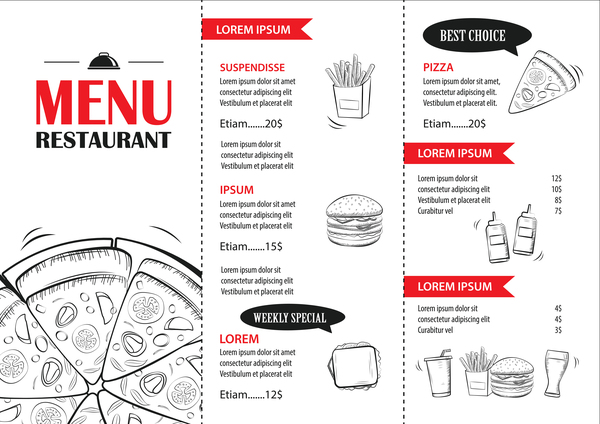 Fast food restaurant menu vectors 01