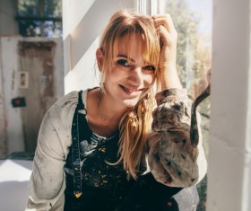 Female creation artist painting Stock Photo 01