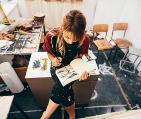 Female creation artist painting Stock Photo 03