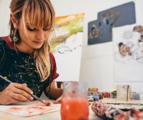 Female creation artist painting Stock Photo 06