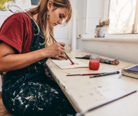 Female creation artist painting Stock Photo 07