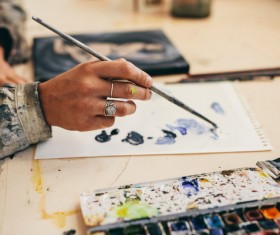 Female creation artist painting Stock Photo 09