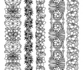 Floral seamless border design vector set 03