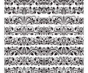 Floral seamless border design vector set 04