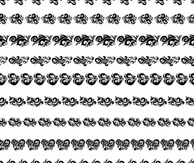 Floral seamless border design vector set 05