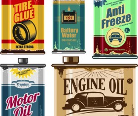 For cars oil with tire glue and battery water vector