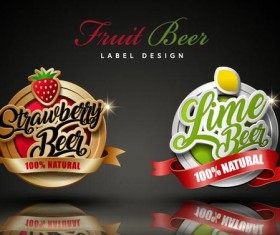 Fruit beer labels design vector